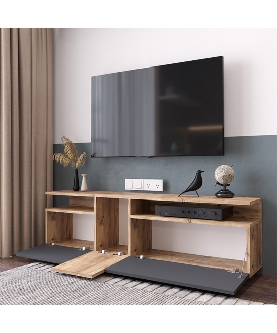 Έπιπλο τηλεόρασης Elana pakoworld sonoma-ανθρακί 150x29.5x46.3εκ Έπιπλο τηλεόρασης Elana pakoworld sonoma-ανθρακί 150x29.5x46.3εκ