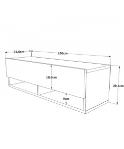 Έπιπλο τηλεόρασης επιτοίχιο Roscoe pakoworld λευκό-oak 100x31.5x29.5εκ