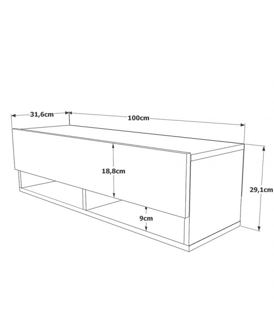 Έπιπλο τηλεόρασης επιτοίχιο Roscoe pakoworld λευκό-oak 100x31.5x29.5εκ