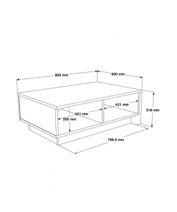 Τραπέζι σαλονιού Thunder pakoworld ανθρακί antique-γκρι antique 90x60x31.5εκ