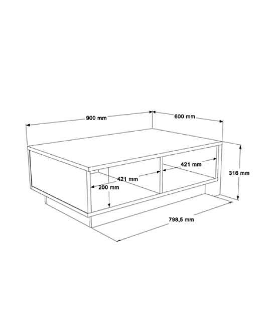 Τραπέζι σαλονιού Thunder pakoworld ανθρακί antique-γκρι antique 90x60x31.5εκ