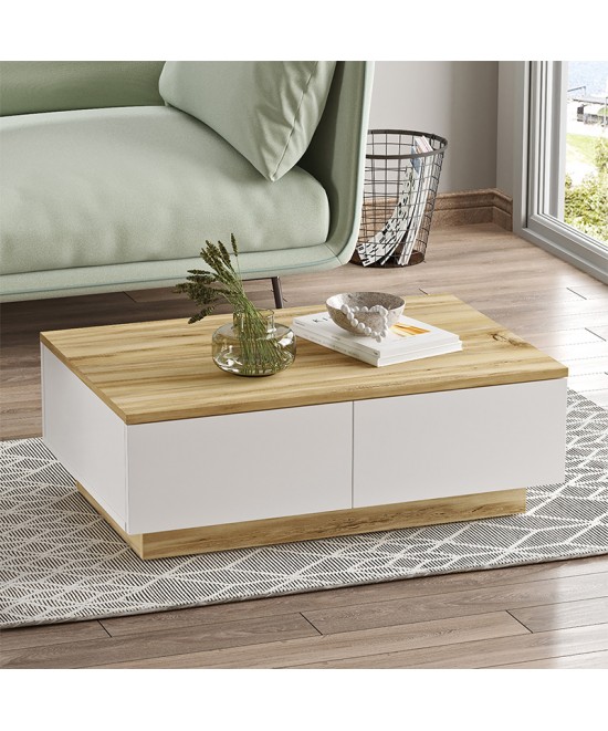 Τραπέζι σαλονιού Thunder pakoworld sonoma-λευκό 90x60x31.5εκ