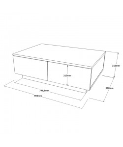 Τραπέζι σαλονιού Thunder pakoworld sonoma-λευκό 90x60x31.5εκ