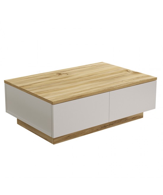 Τραπέζι σαλονιού Thunder pakoworld sonoma-λευκό 90x60x31.5εκ