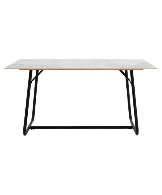 Τραπέζι Revello pakoworld sintered stone λευκό μαρμάρου-μαύρο 150x90x75εκ