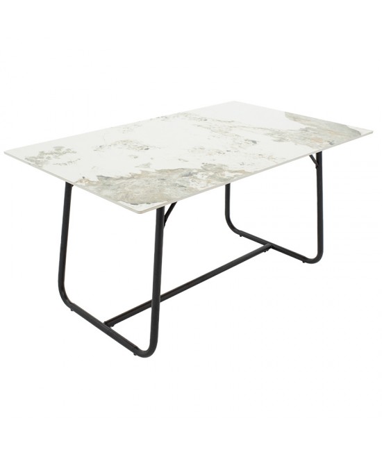 Τραπέζι Revello pakoworld sintered stone λευκό μαρμάρου-μαύρο 150x90x75εκ