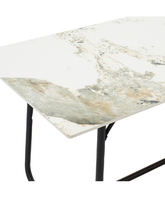 Τραπέζι Revello pakoworld sintered stone λευκό μαρμάρου-μαύρο 150x90x75εκ