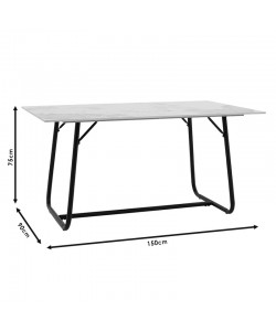 Τραπέζι Revello pakoworld sintered stone λευκό μαρμάρου-μαύρο 150x90x75εκ