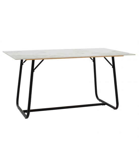 Τραπέζι Revello pakoworld sintered stone λευκό μαρμάρου-μαύρο 150x90x75εκ