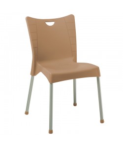 Καρέκλα Crafted pakoworld PP cappucino-αλουμίνιο γκρι