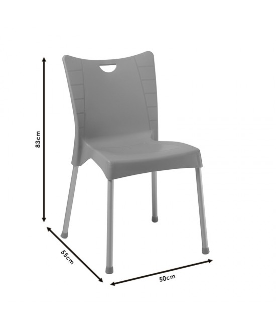 Καρέκλα Crafted pakoworld PP cappucino-αλουμίνιο γκρι