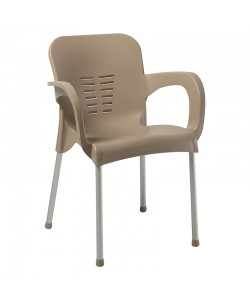 Πολυθρόνα Feast pakoworld PP cappucino-αλουμίνιο γκρι