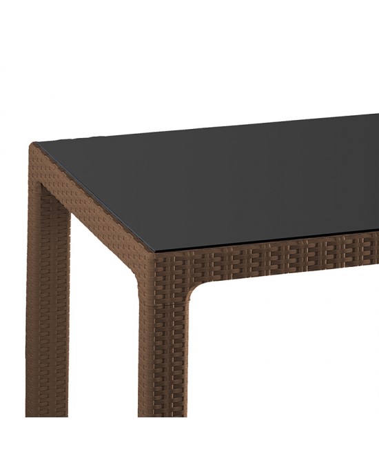 Τραπέζι Explore pakoworld με UV protection PP καφέ 150x90x73.5εκ