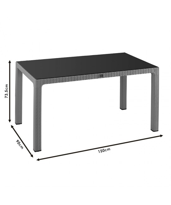 Τραπέζι Explore pakoworld με UV protection PP καφέ 150x90x73.5εκ