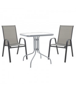 Τραπεζαρία Watson-Calan σετ 3τεμ pakoworld μέταλλο-textilene ανθρακί 70x70x70εκ