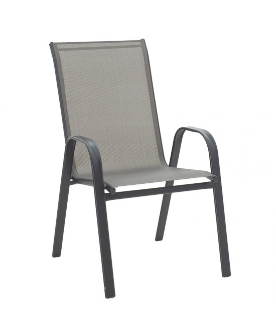 Τραπεζαρία Valor-Calan σετ 5τεμ pakoworld μέταλλο-textilene ανθρακί 110x60x70εκ