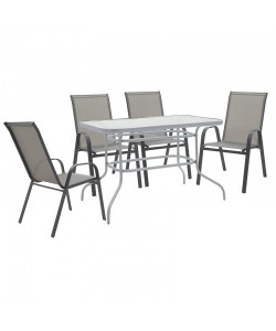 Τραπεζαρία Valor-Calan σετ 5τεμ pakoworld μέταλλο-textilene ανθρακί 110x60x70εκ