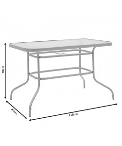 Τραπέζι Valor pakoworld μέταλλο ανθρακί-γυαλί 110x60x70εκ