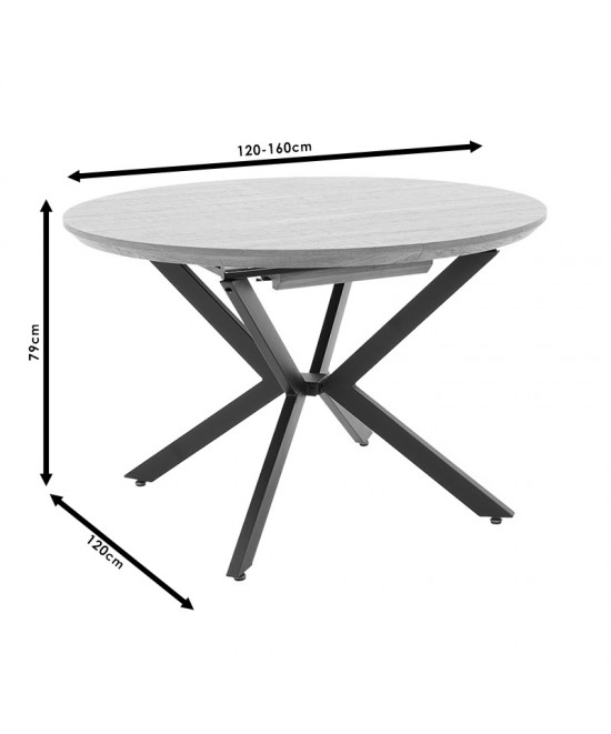 Tραπέζι Lydia pakoworld MDF επεκτεινόμενο καρυδί-μαύρο 120-160x120x79εκ