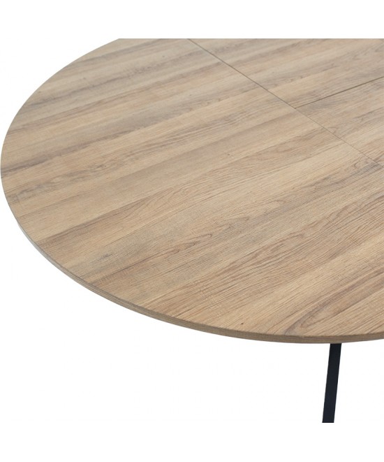 Tραπέζι Lydia pakoworld MDF επεκτεινόμενο καρυδί-μαύρο 120-160x120x79εκ