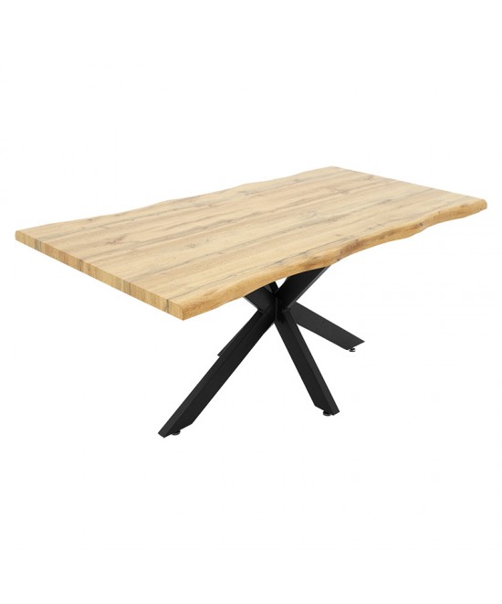 Tραπέζι Gilman pakoworld MDF sonoma-μαύρο 180x90x75εκ