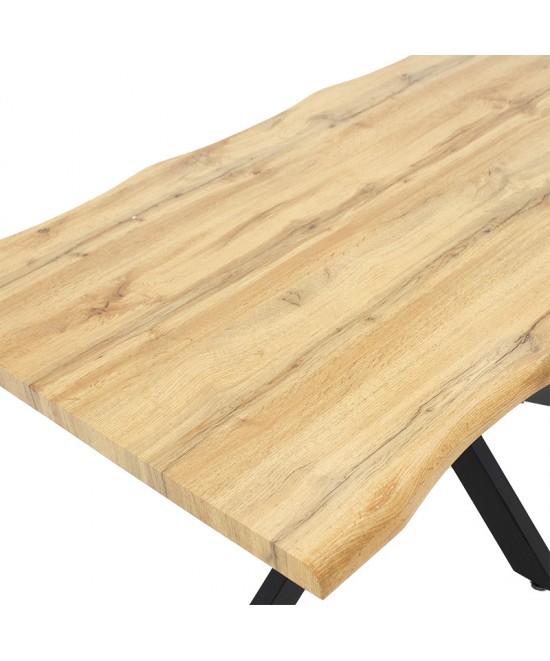 Tραπέζι Gilman pakoworld MDF sonoma-μαύρο 180x90x75εκ