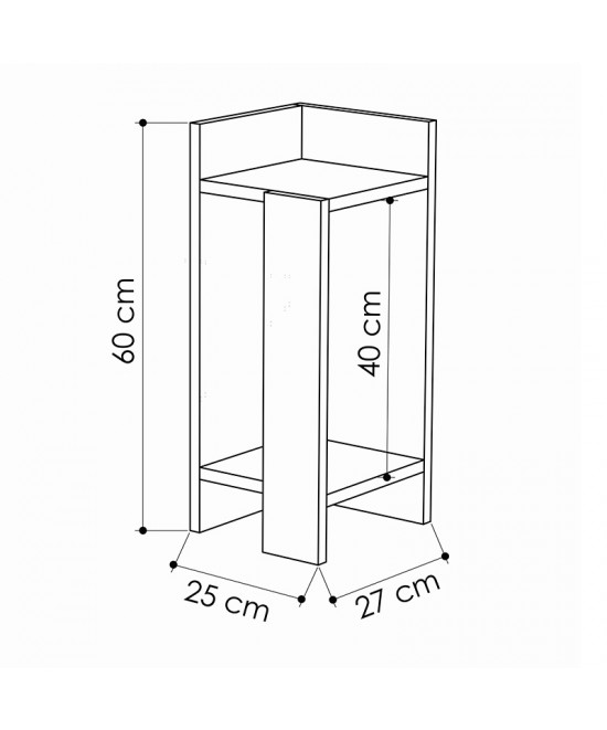 Κομοδίνο Immerse pakoworld σετ 2 τμχ. oak-ανθρακί 27x25x60εκ