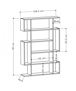 Βιβλιοθήκη MITO pakoworld σε χρώμα antique γκρι-λευκό 108.5x25.5x161εκ