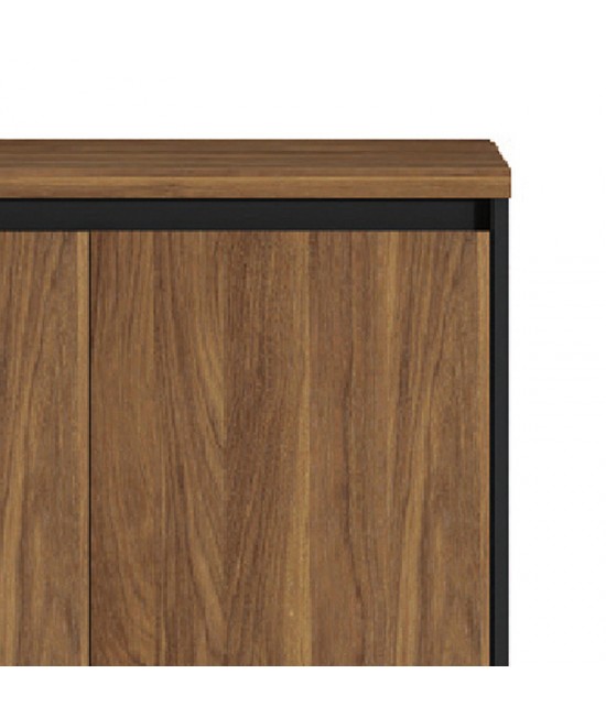 Ντουλάπι γραφείου χαμηλό επαγγελματικό Oscar pakoworld καρυδί-ανθρακί 80x40x80εκ