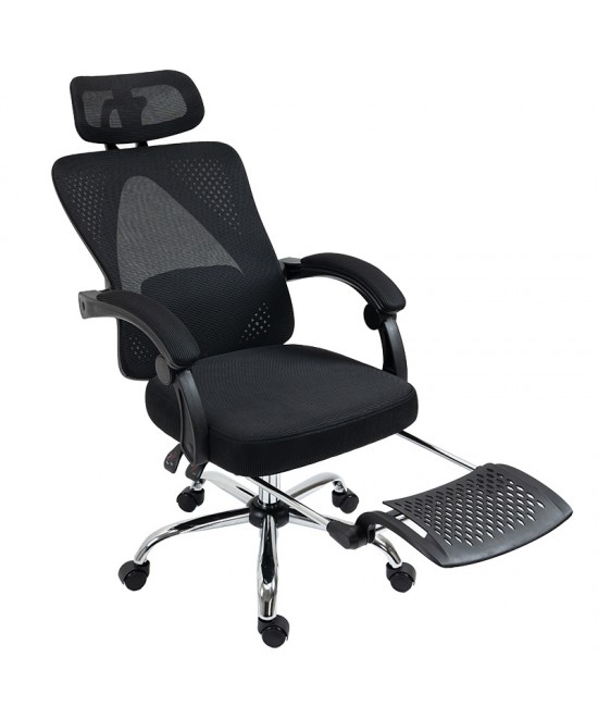 Καρέκλα γραφείου διευθυντή με υποπόδιο Titan pakoworld Premium Quality ύφασμα-mesh χρώμα μαύρο
