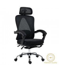 Καρέκλα γραφείου διευθυντή με υποπόδιο Titan pakoworld Premium Quality ύφασμα-mesh χρώμα μαύρο