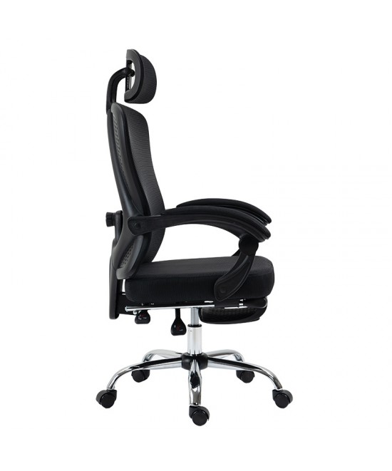Καρέκλα γραφείου διευθυντή με υποπόδιο Titan pakoworld Premium Quality ύφασμα-mesh χρώμα μαύρο