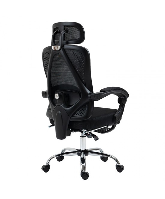 Καρέκλα γραφείου διευθυντή με υποπόδιο Titan pakoworld Premium Quality ύφασμα-mesh χρώμα μαύρο