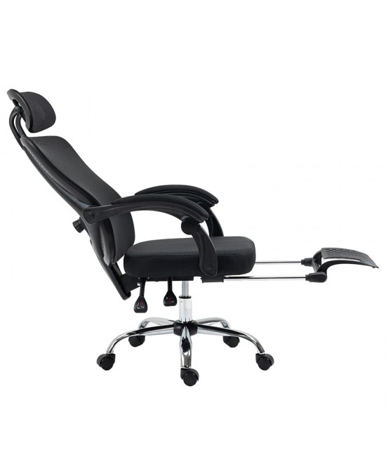 Καρέκλα γραφείου διευθυντή με υποπόδιο Titan pakoworld Premium Quality ύφασμα-mesh χρώμα μαύρο