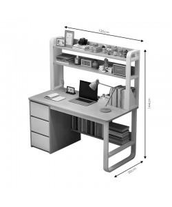 Γραφείο Soco pakoworld με ραφιέρα-MDF φυσικό-λευκό 120x50x147εκ
