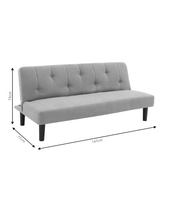 Καναπές-κρεβάτι Breathe pakoworld ύφασμα γκρι 167x77x73εκ