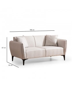 Καναπές 2θέσιος PWF-0565 pakoworld ύφασμα λευκό-γκρι 160x95x67εκ Καναπές 2θέσιος PWF-0565 pakoworld ύφασμα λευκό-γκρι 160x95x67εκ