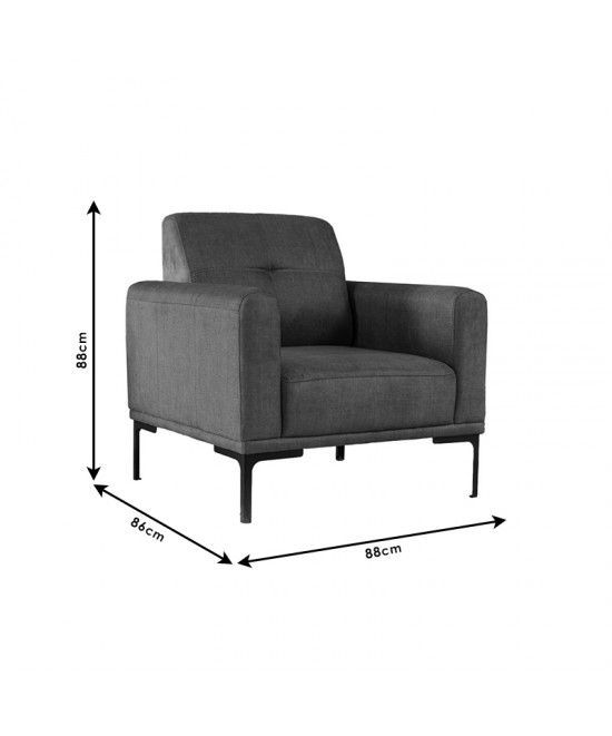 Πολυθρόνα PWF-0586 pakoworld ύφασμα ανθρακί 88x86x88εκ
