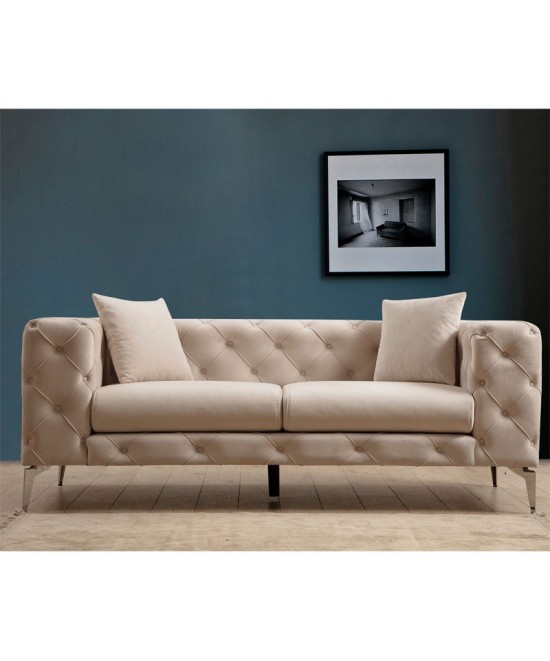 Καναπές 2θέσιος PWF-0579 pakoworld τύπου Chesterfield ύφασμα εκρού 197x90x73εκ Καναπές 2θέσιος PWF-0579 pakoworld τύπου Chesterfield ύφασμα εκρού 197x90x73εκ