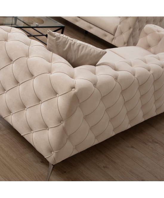 Καναπές 2θέσιος PWF-0579 pakoworld τύπου Chesterfield ύφασμα εκρού 197x90x73εκ Καναπές 2θέσιος PWF-0579 pakoworld τύπου Chesterfield ύφασμα εκρού 197x90x73εκ