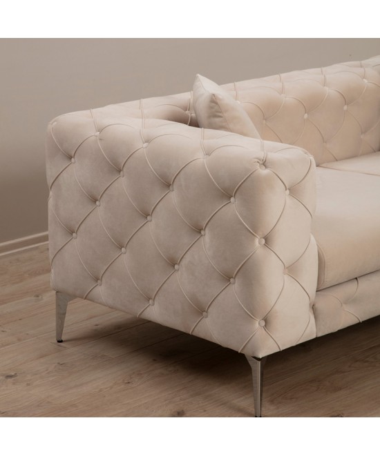 Καναπές 2θέσιος PWF-0579 pakoworld τύπου Chesterfield ύφασμα εκρού 197x90x73εκ Καναπές 2θέσιος PWF-0579 pakoworld τύπου Chesterfield ύφασμα εκρού 197x90x73εκ
