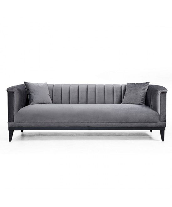 Καναπές 3θέσιος PWF-0541 pakoworld βελούδο ανθρακί 255x89x79εκ