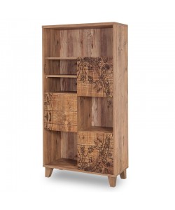 Βιβλιοθήκη PWF-0181-7 σε χρώμα πεύκου 80x36x155εκ