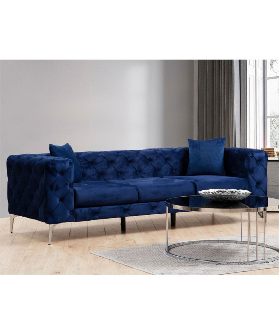 Καναπές 3θέσιος PWF-0579 pakoworld τύπου Chesterfield βελούδο μπλε 237x90x73εκ Καναπές 3θέσιος PWF-0579 pakoworld τύπου Chesterfield βελούδο μπλε 237x90x73εκ
