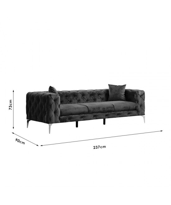 Καναπές 3θέσιος PWF-0579 pakoworld τύπου Chesterfield βελούδο μπλε 237x90x73εκ Καναπές 3θέσιος PWF-0579 pakoworld τύπου Chesterfield βελούδο μπλε 237x90x73εκ
