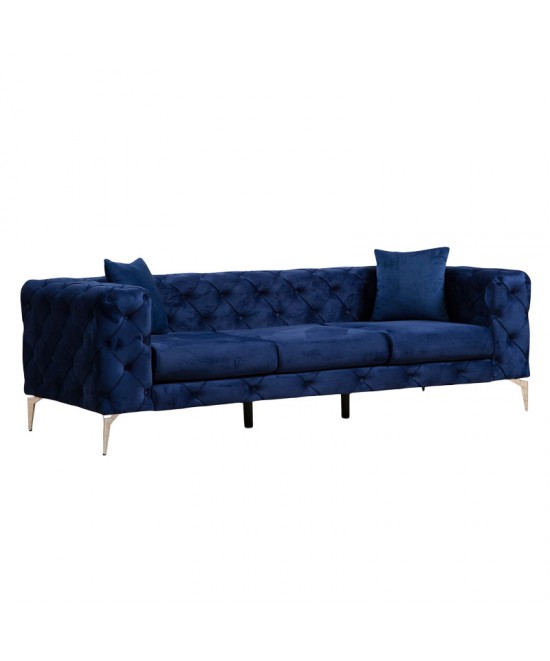 Καναπές 3θέσιος PWF-0579 pakoworld τύπου Chesterfield βελούδο μπλε 237x90x73εκ Καναπές 3θέσιος PWF-0579 pakoworld τύπου Chesterfield βελούδο μπλε 237x90x73εκ
