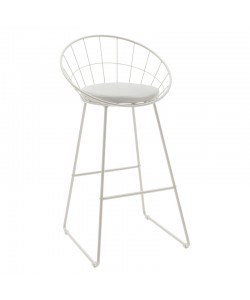 Σκαμπό μπαρ Seth pakoworld μέταλλο λευκό-μαξιλάρι PVC λευκό