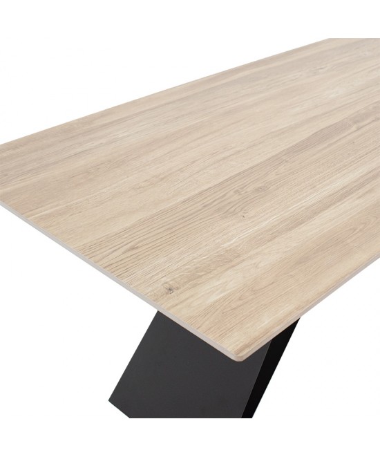 Τραπέζι Sabrina pakoworld sintered stone sonoma-μαύρο 180x90x75εκ