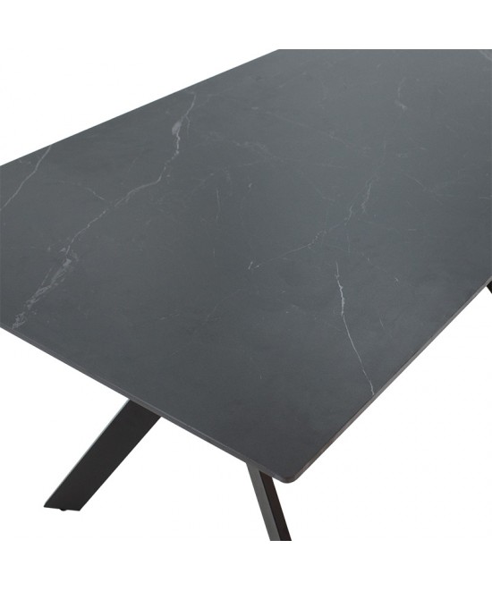 Τραπέζι Olivet pakoworld sintered stone μαύρο μαρμάρου-μαύρο 180x90x75εκ