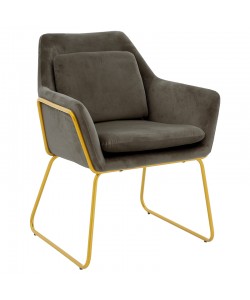 Πολυθρόνα Mira pakoworld βελούδο ανθρακί-μαύρο 65x69x86εκ